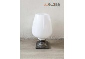 WHITE-SLIVER-H1226-32TCYP - WHITE Handmade Colour Vase